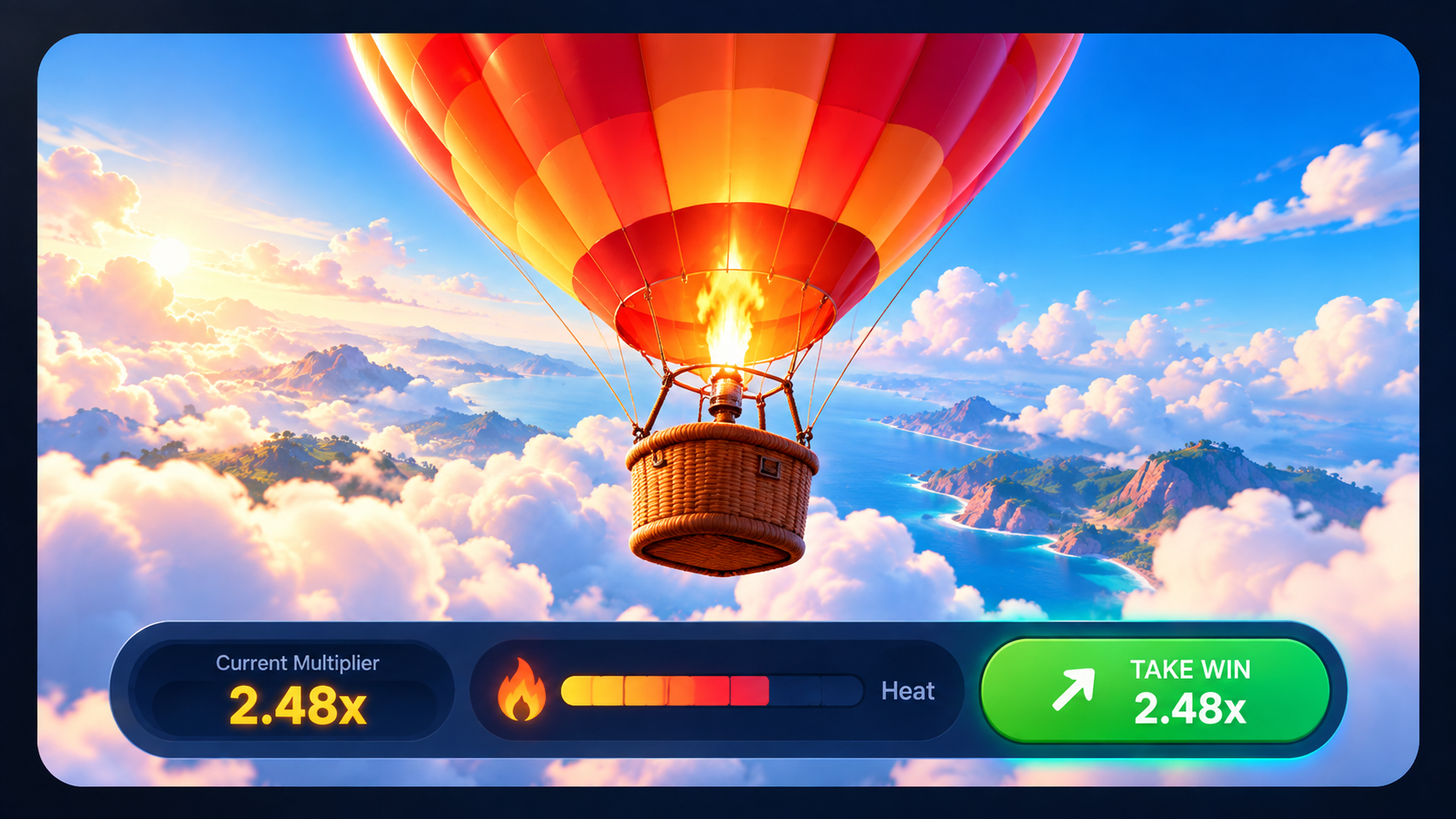 Illustrative Balloon heat-control visual showing the hot-air balloon and take decision